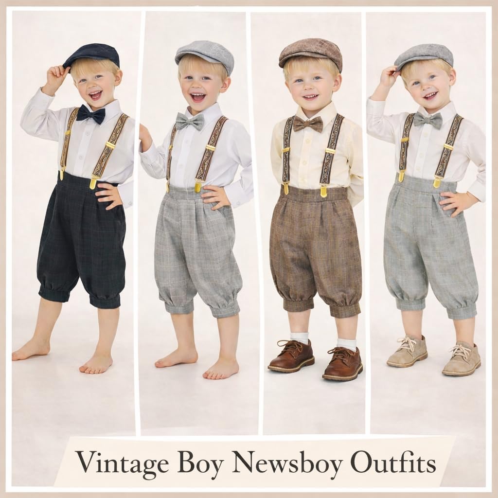 Gino Giovanni Vintage classic 1920s Boys Knicker Outfit with Suspenders Bow Tie & Hat