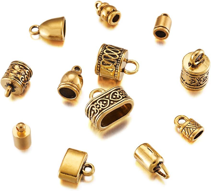 120pcs/box 12 Styles Tibetan Golden Cord End Caps Glue-in Tube Column Barrel Clasp for Tassel Bracelet Jewellery Making - Image 3