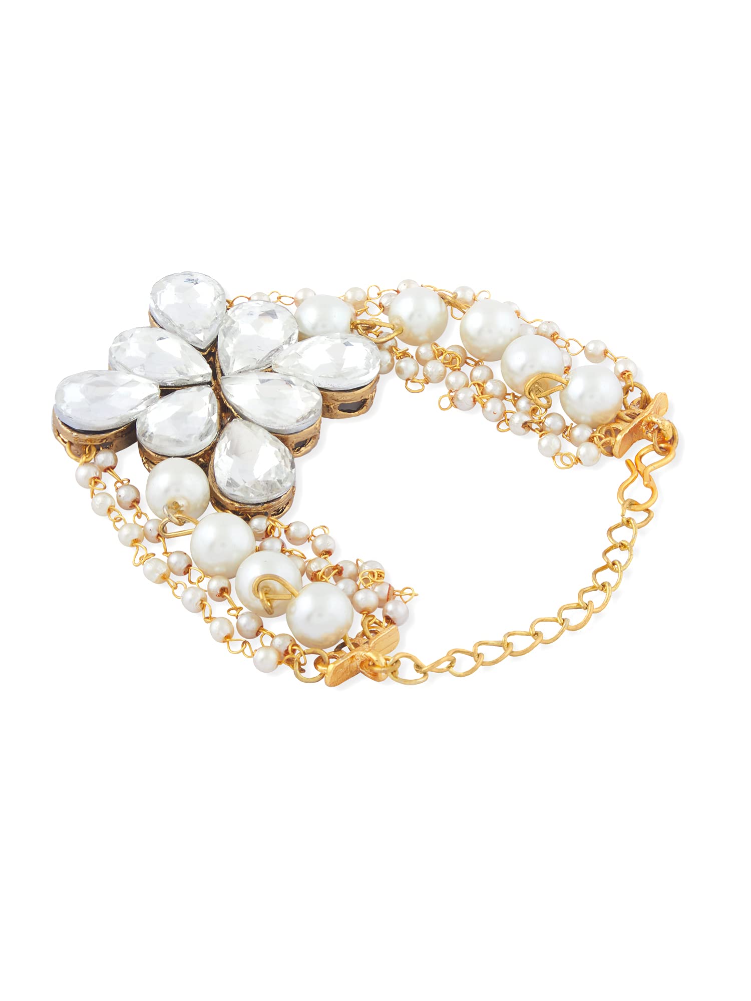 Crystal Shine Stones Pearl Bracelet For Women