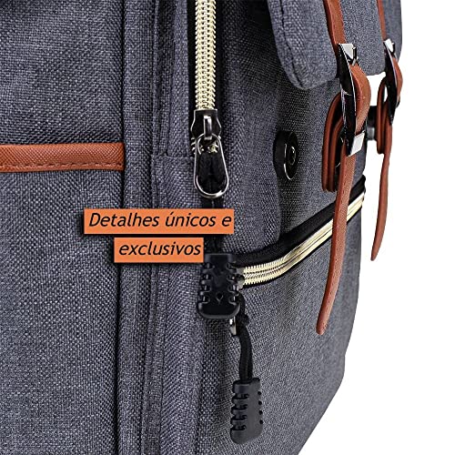 Mochila Notebook Feminina impermeável de 15.6 Polegadas Executiva Resistente com Costado Ergonômico