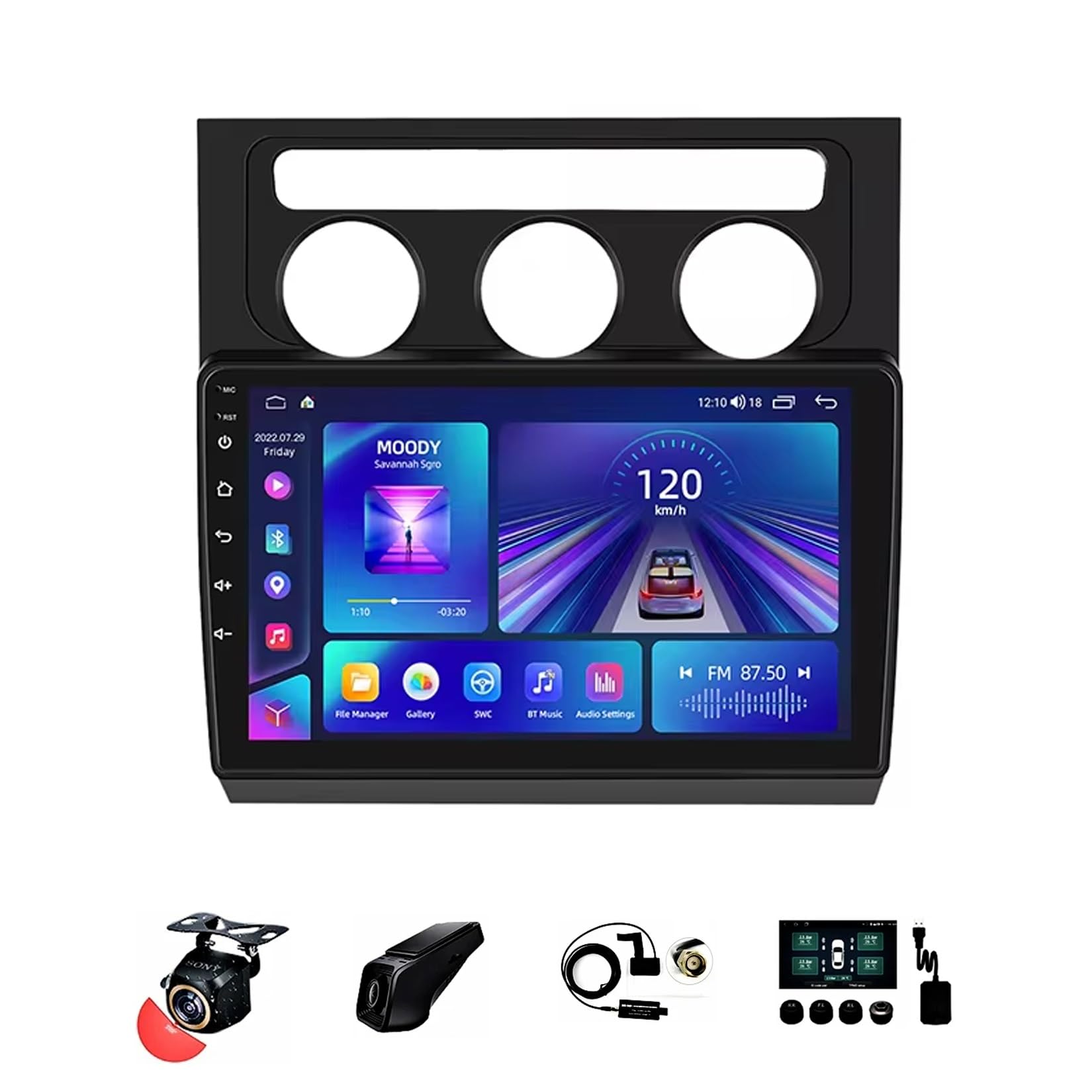 Genérico Estéreo de 10 Pulgadas con Android 13 y Doble DIN para Volkswagen Touran (2004-2008), cámara de visión Trasera AHD, Controles en el Volante, Bluetooth, CarPlay y Sistema de navegación.