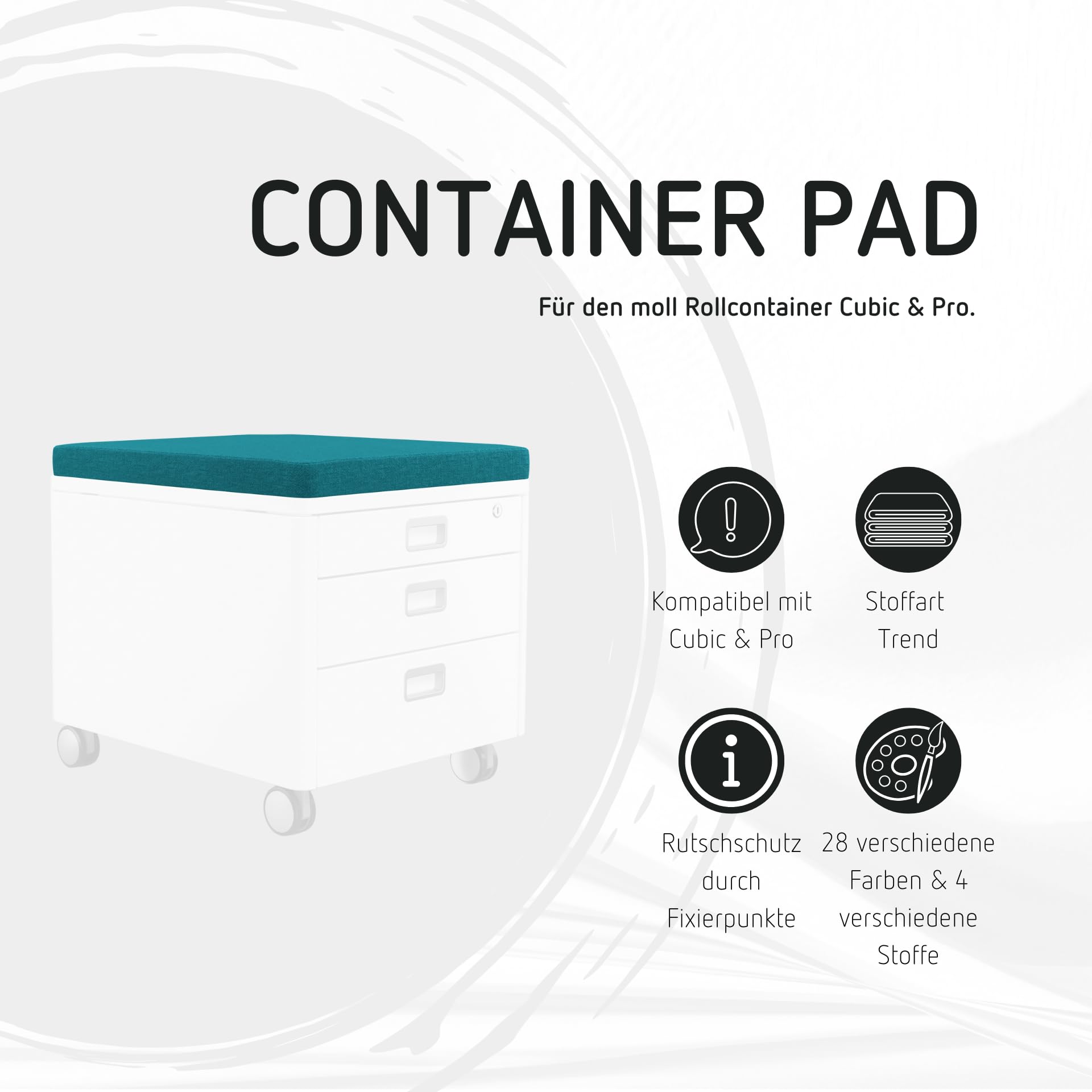 Coussin Assise Amovible Pour Caissons à Roulettes Cubic/Pro - Housse Lavable, Antidérapant, Confortable - 8
