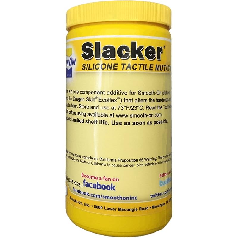 Smooth-On Slacker modificador tátil de silicone líquido translúcido, baixa viscosidade, cura em 4 horas, 473 mL