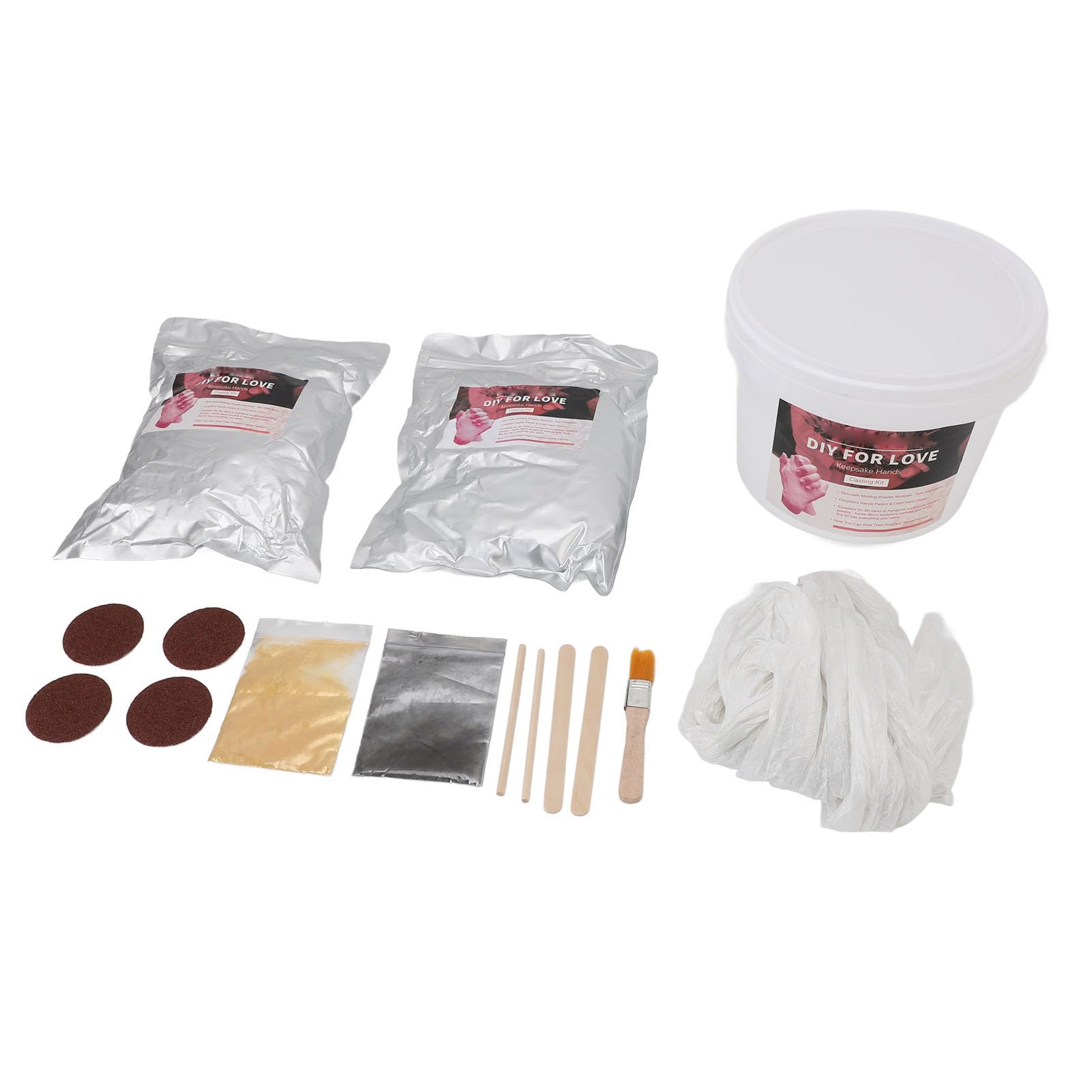 FILFEEL Kit per Fusione a Mano 3D per Coppie e Famiglie – Set per Modellare Polvere di Gesso con Polvere d'oro/argento, Carta Vetrata e Strumenti – Crea Ricordi Duraturi per Anniversari, Matrimoni,