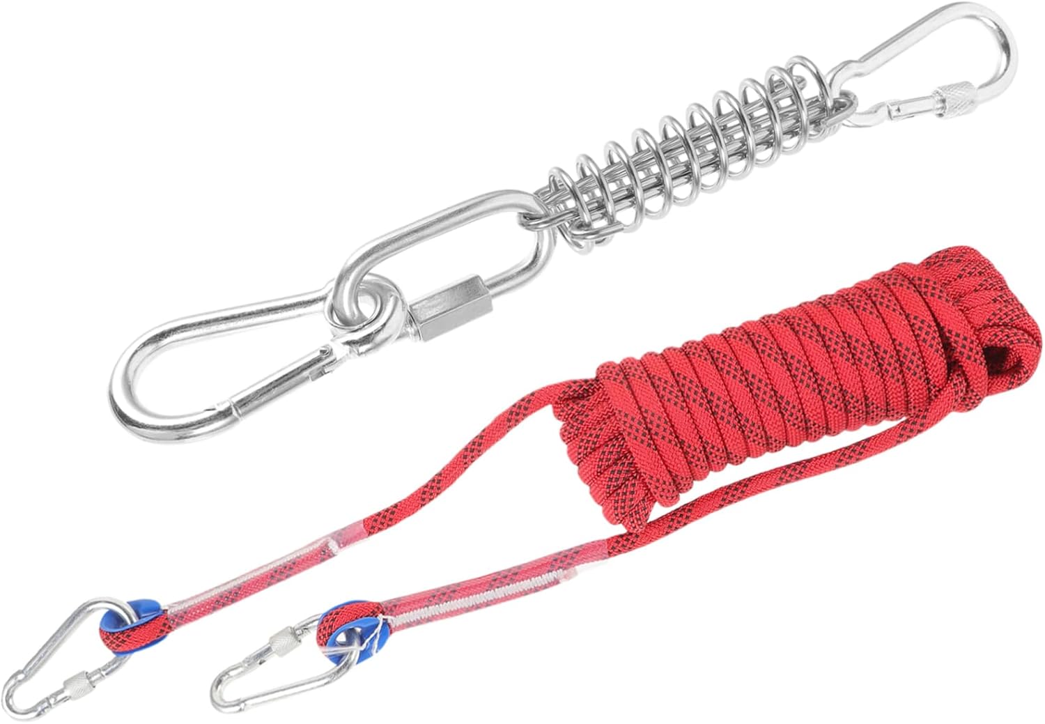 Happyyami Heavy Duty Dog Tie Out Cable Stainless Steel Spring-Loaded Runner Rope for Outdoor Training Sturdy PET Leash for Camping and Yard Activities 15ft Long
