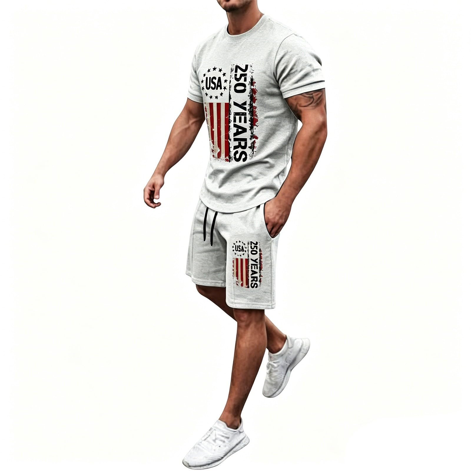 Ensemble short et t-shirt homme USA pour le 4 Juillet