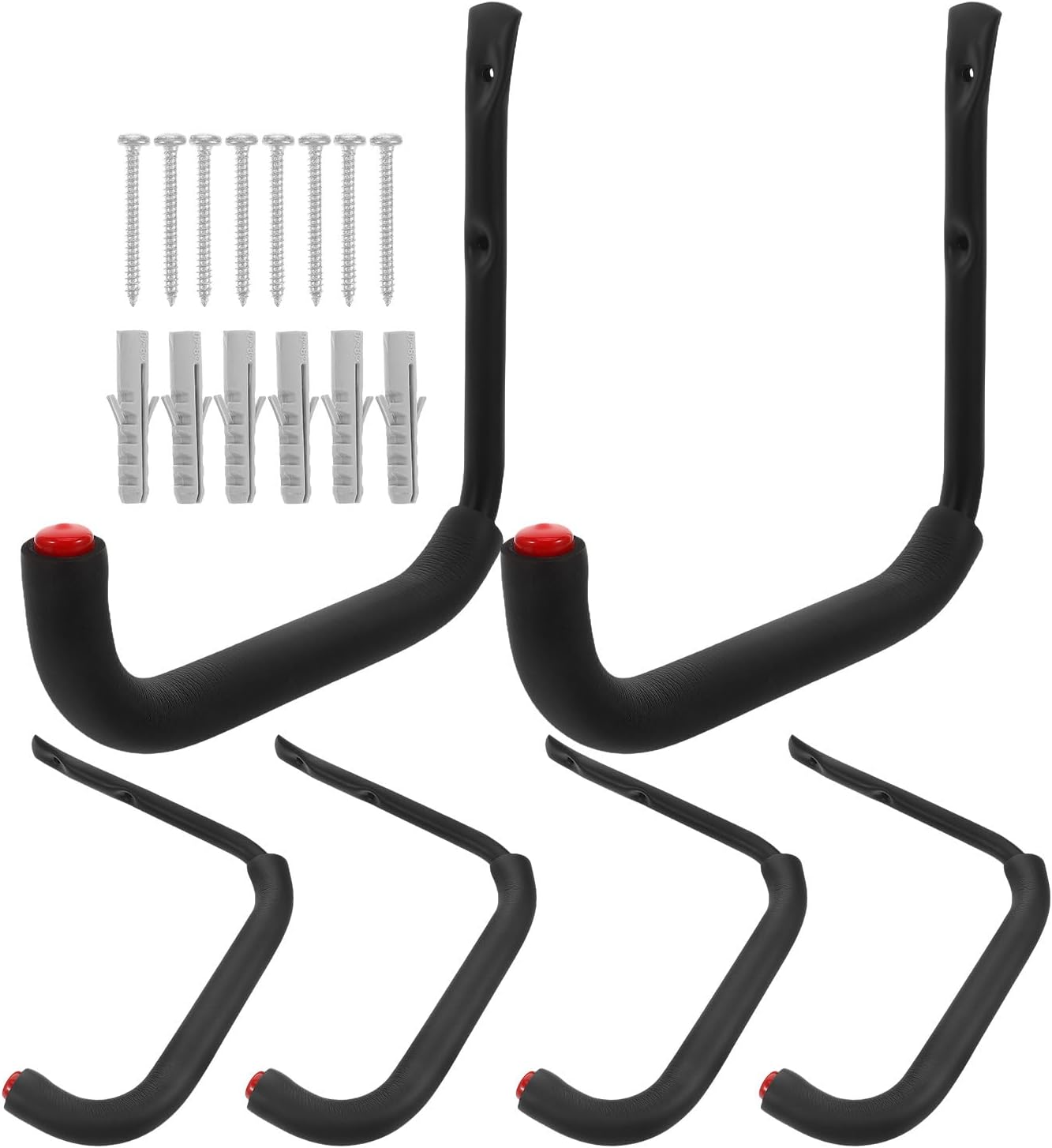 6pcs Heavy Duty Carbon Steel Garage Storage Hooks Multi-Functional Wall Mounted Kayak Organizer Rack Snowboard and Bike Utility Hangers for Garage Tool Organization