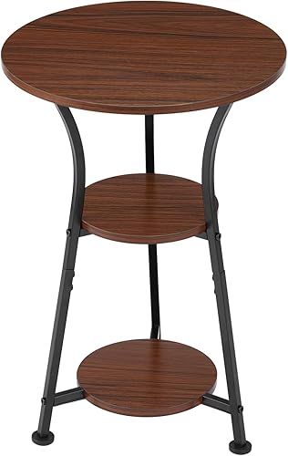 Miniatura 9 de Dulcii Mesa auxiliar redonda pequeña para espacios estrechos y pequeños, sofá redondo de 3 niveles junto a la mesa, mesa auxiliar moderna para sofá