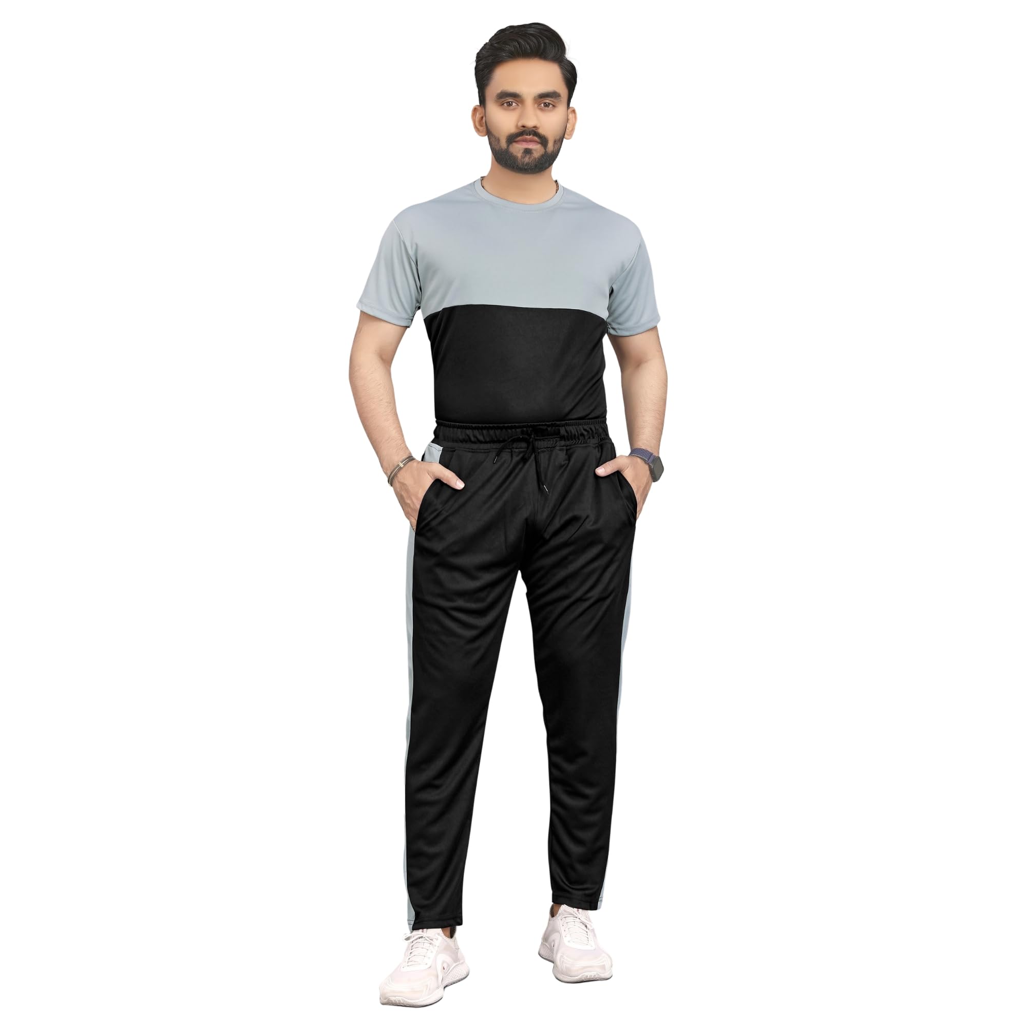 incoza Men's Track Set for Casual and Sports Activity | Cotton Blend Fabric | Half Sleeve Round Neck Top & Track Pants |Soft Texture | Easy Movement | Regular Fit |-picture-54