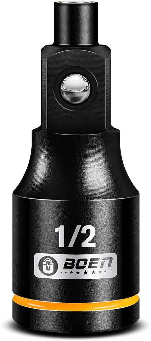 boen Magnetic Socket Extension, 1/2" Drive Magnetic Socket Adapters for Keep Bolts, CR-MO Steel Extension Bars with Magnetic Tips