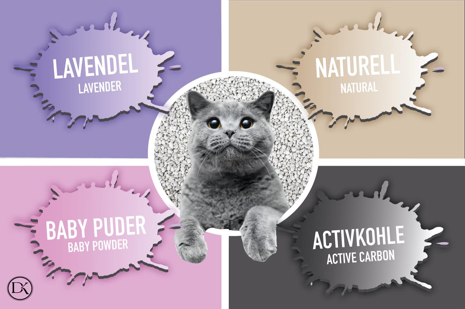 Katzenstreu (20L, 2er Pack) mit Babypuder Duft, Klumpend, weiß, feinkörnig, Klumpstreu aus Bentonite, für Sensitive Katzenpfoten geeignet, Saugstark, Geruchsbindend