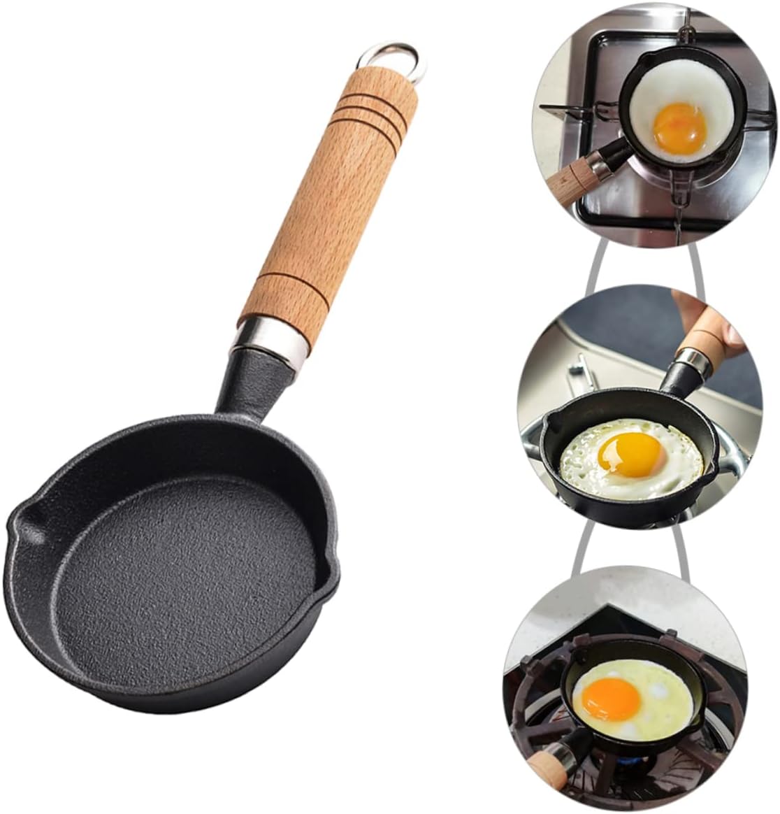 Cabilock Nonstick Mini Frying Pan Cast Iron Egg Cooking Skillet with Safe Scald Handle for Omelets Pancakes Steaks and Desserts Compact Kitchen Pan for Healthy Breakfast