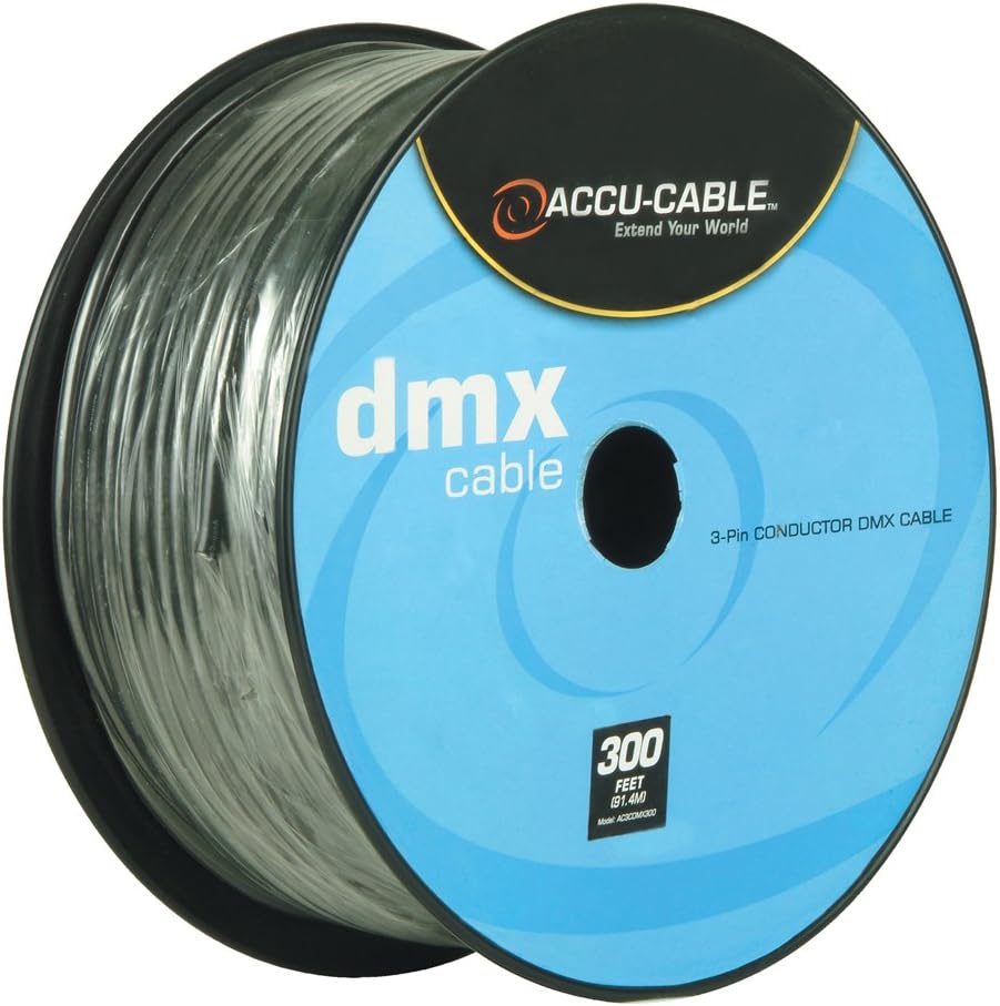 Accu Cable AC3CDMX300, DMX Stage Light Cable, 3 Pin DMX Extension Cable Spool (300 FT)