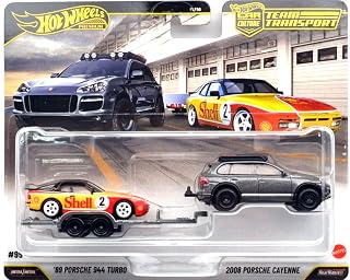 HOT WHEELS 1:64 CAR CULTURE TEAM TRANSPORT - '89 PORSCHE 944 TURBO & 2008 PORSCHE CAYENNE 「ホットウィール 1:64スケール カーカルチャー チームトランスポート '89 ポルシェ 944 ターボ & 2008 ポルシェ・カイエン」FLF56-957M-01 [並行輸入品]