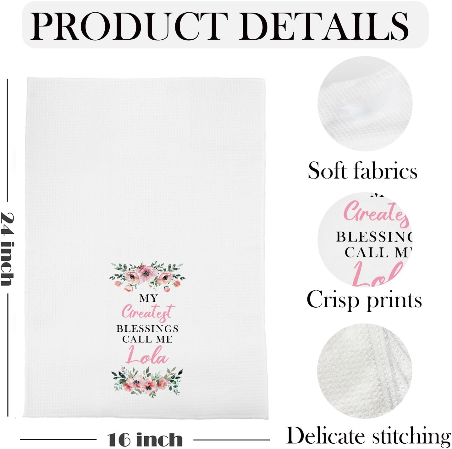 Lola Gifts Kitchen Towels Decorative,Lola Grandmother Gifts for Birthday,Call Me Lola Dish Towels,Grandmother Dish Hand Tea Towels for Kitchen Bathroom, 16x24 Inch - Image 5