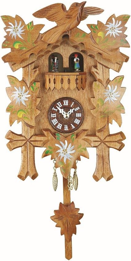 Trenkle Kuckulino Black Forest Clock Black Forest House with Quartz Movement and Cuckoo Chime, Turning Dancers TU 2052 PQ