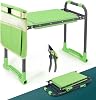 Foldable Garden Kneeler and Seat – 2-in-1 Gardening Stool with a Tool Storage Pouch, Lightweight and Portable for Elderly, Outdoor, Lawn Care (Green)