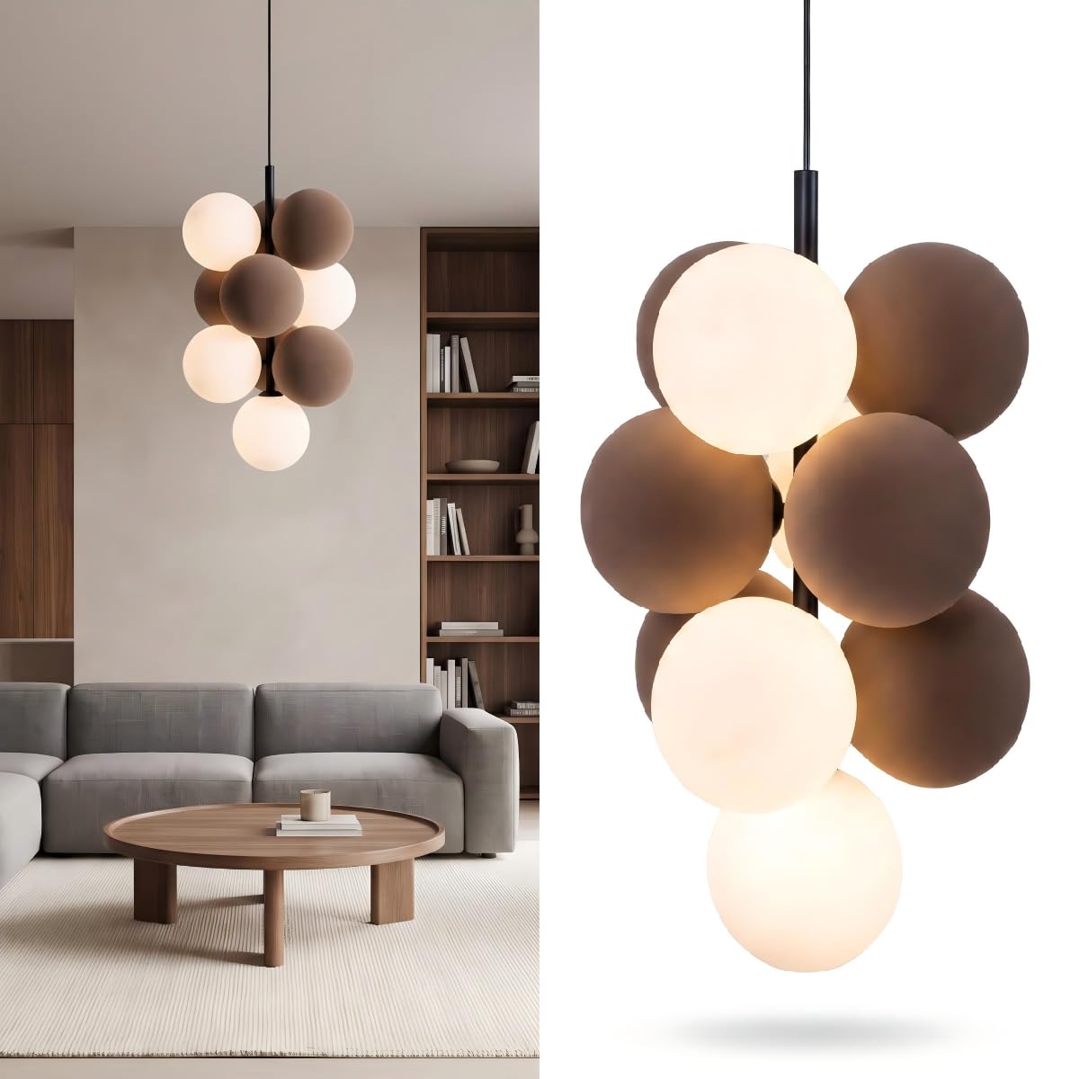 BARCELONA LED DRAC Akustik Pendelleuchte Vertikal Braun G9