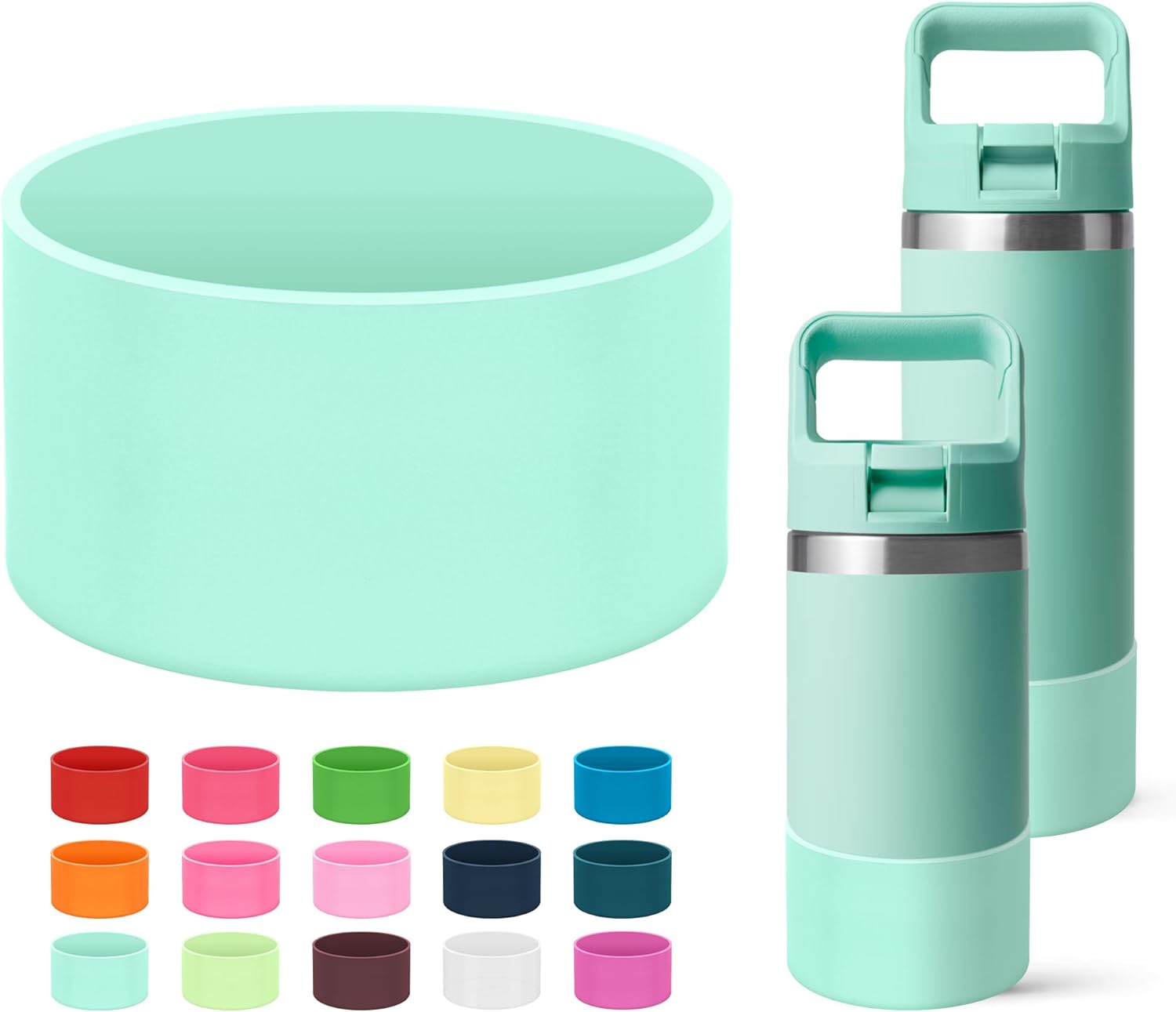 Mokoart Silicone Boot Compatible with YETI Kids Water Bottle 12 oz and Rambler 18 oz Bottle, Anti-Slip Sleeve Bottom Protector Accessories for YETI Rambler 12/18oz