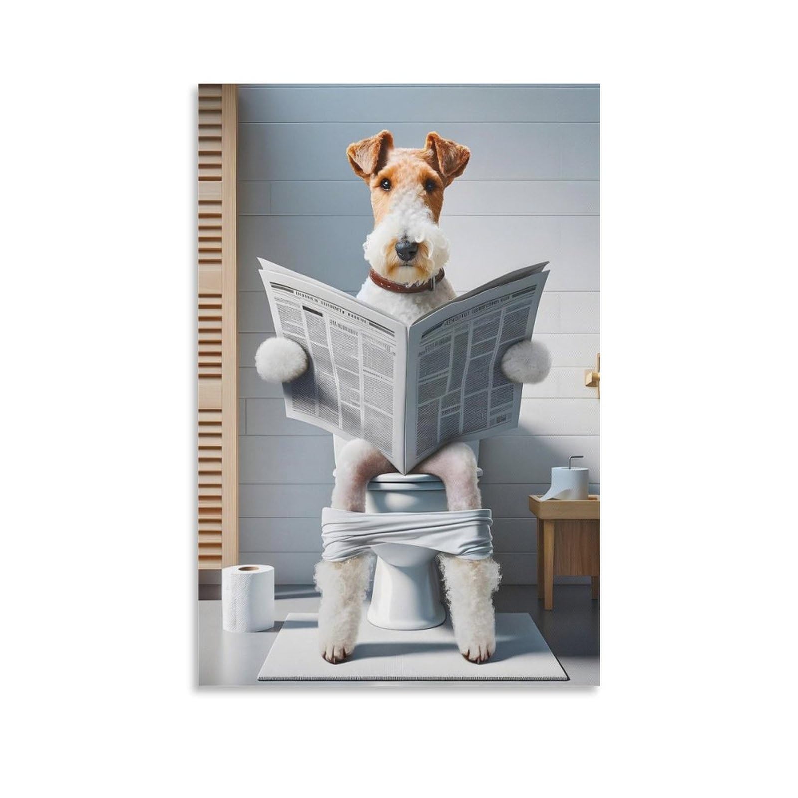 GQVCJSW Wire Fox Terrier, Funny Bathroom Decor Canvas Poster Wall Art Decor Print Picture Paintings for Living Room Bedroom Decoration 08x12inch(20x30cm)