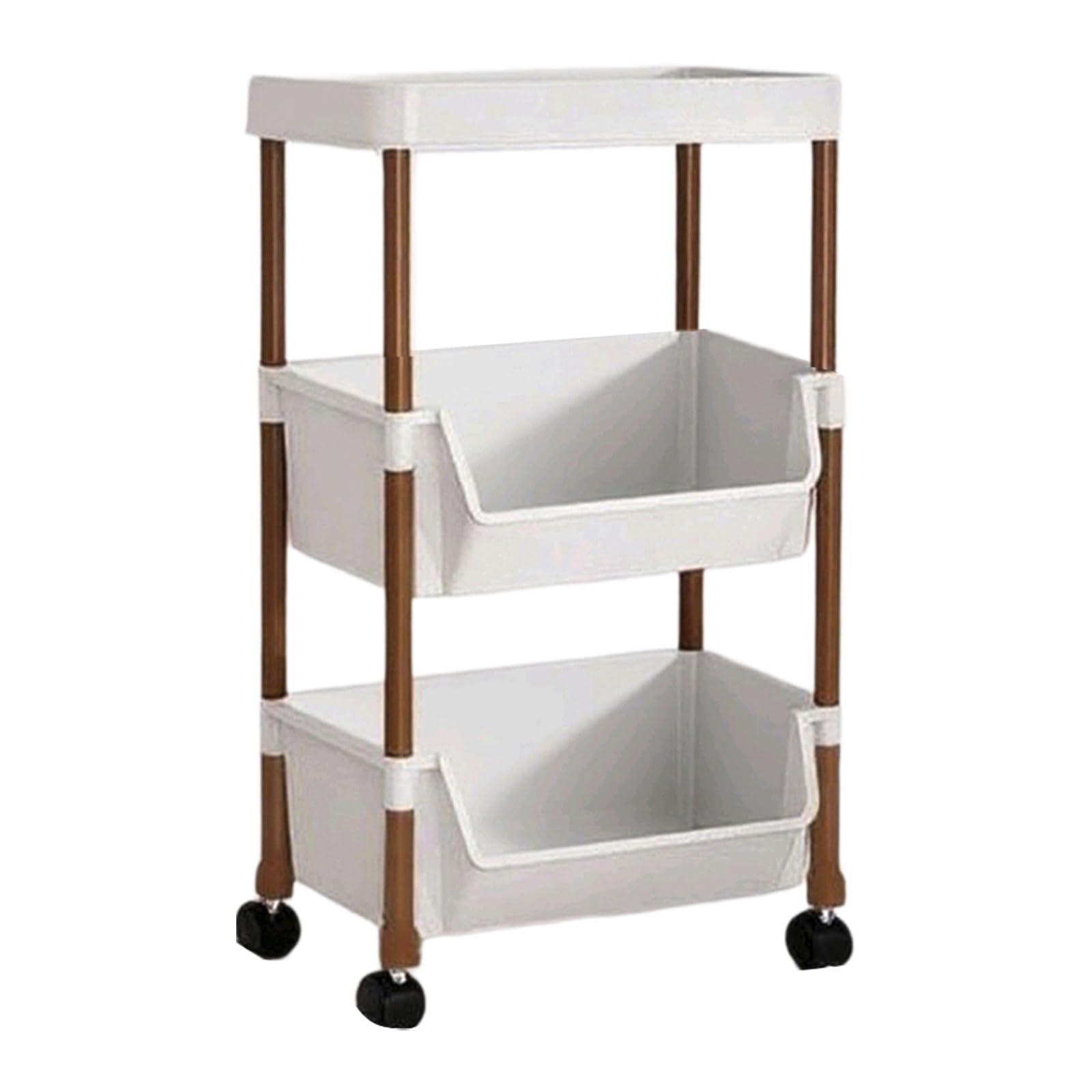 Estante rodante de 3 niveles con ruedas, estantería de plástico, 4 ganchos, cocina y baño versátiles, ideal para sala de estar, garaje y hogar soluciones para mujeres