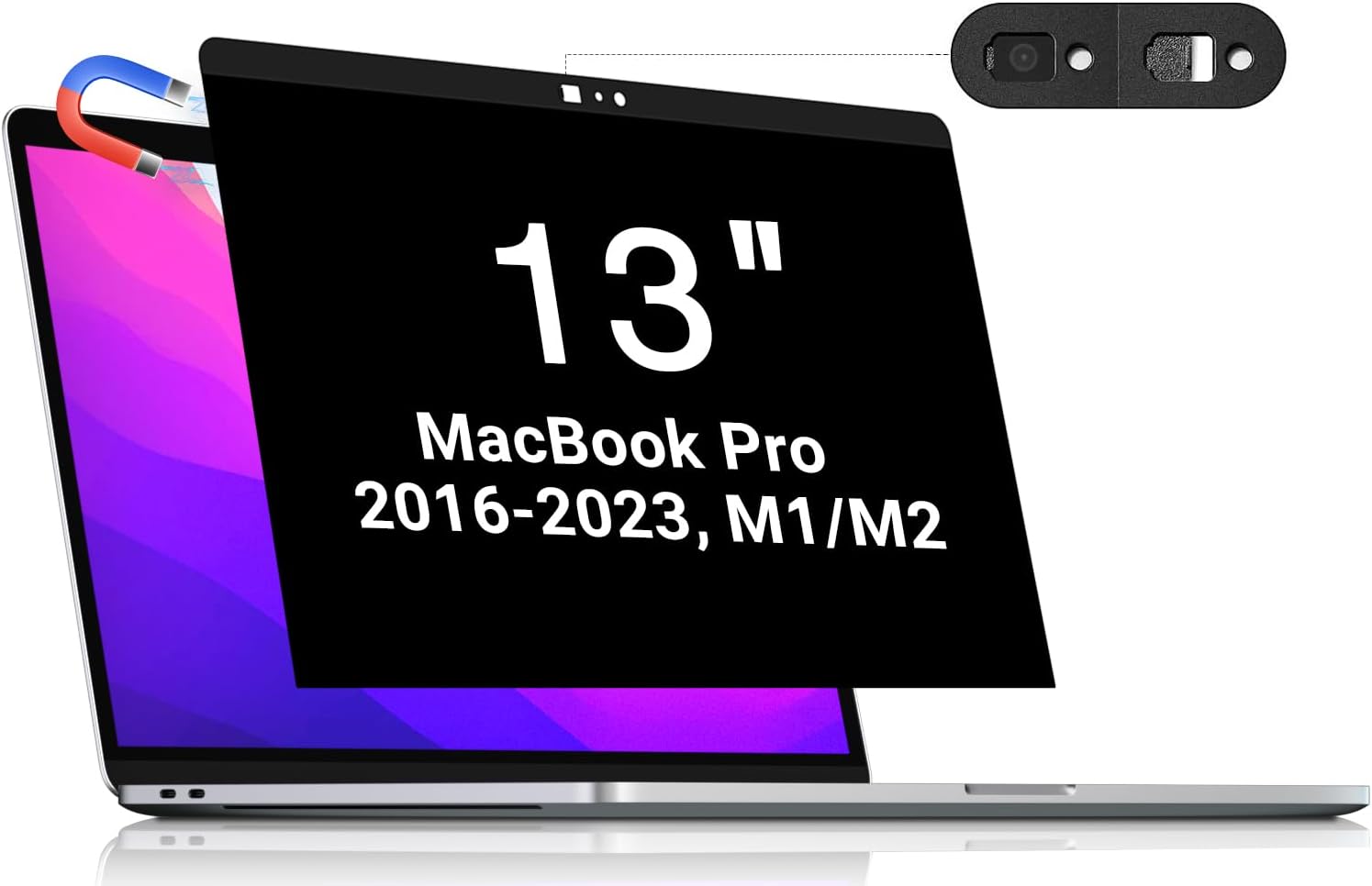 FILMEXT Magnetic Privacy Screen for Macbook Pro 13 inch(2016-2022, M1, M2)/Macbook Air 13 inch(2018-2021, M1), Removable HD Anti Blue Light Anti Spy Filter Laptop Screen Protector for Mac 13in-1Pack