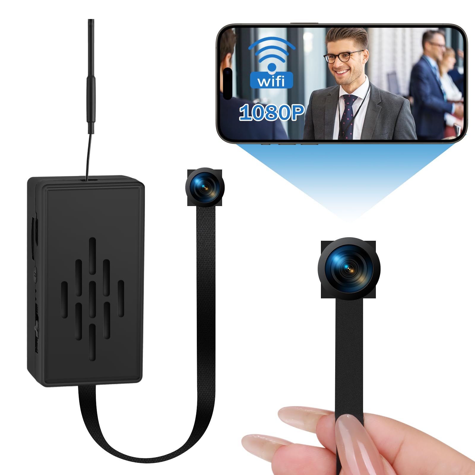 QETATIY Mini Camera DIY Module, HD 1080P Hidden Camera 1100mah Wireless WiFi Nanny Cam Hidden Cameras with Motion Detection 140° Wide Angle, Portable Mini Camera Module for Indoor Security