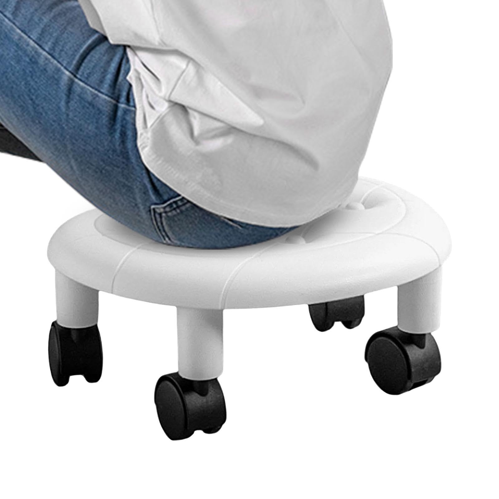 Silla de Ruedas Baja - Taburete de Belleza, Asiento con Ruedas Giratorio | Taburete Bajo Con Giratorio 360° Y Ruedas, Taburete Ruedas Ruedas Para Casa, Salón De Uñas, Spa, Trabajar En El Fre