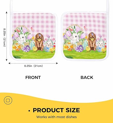 Miniatura 3 de 3 Packs Easter Plaid Rabbits Pot Holders Sets for Kitchen,Oven Pan Plate Bowl Pads Heat Proof Mat with Hanging Loop,Terry Cloth Potholders Soft Grip