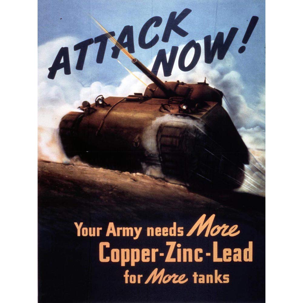 Wee Blue Coo War Wwii USA Attack Tank Metal Art Print Poster Wall Decor 12X16 Inch