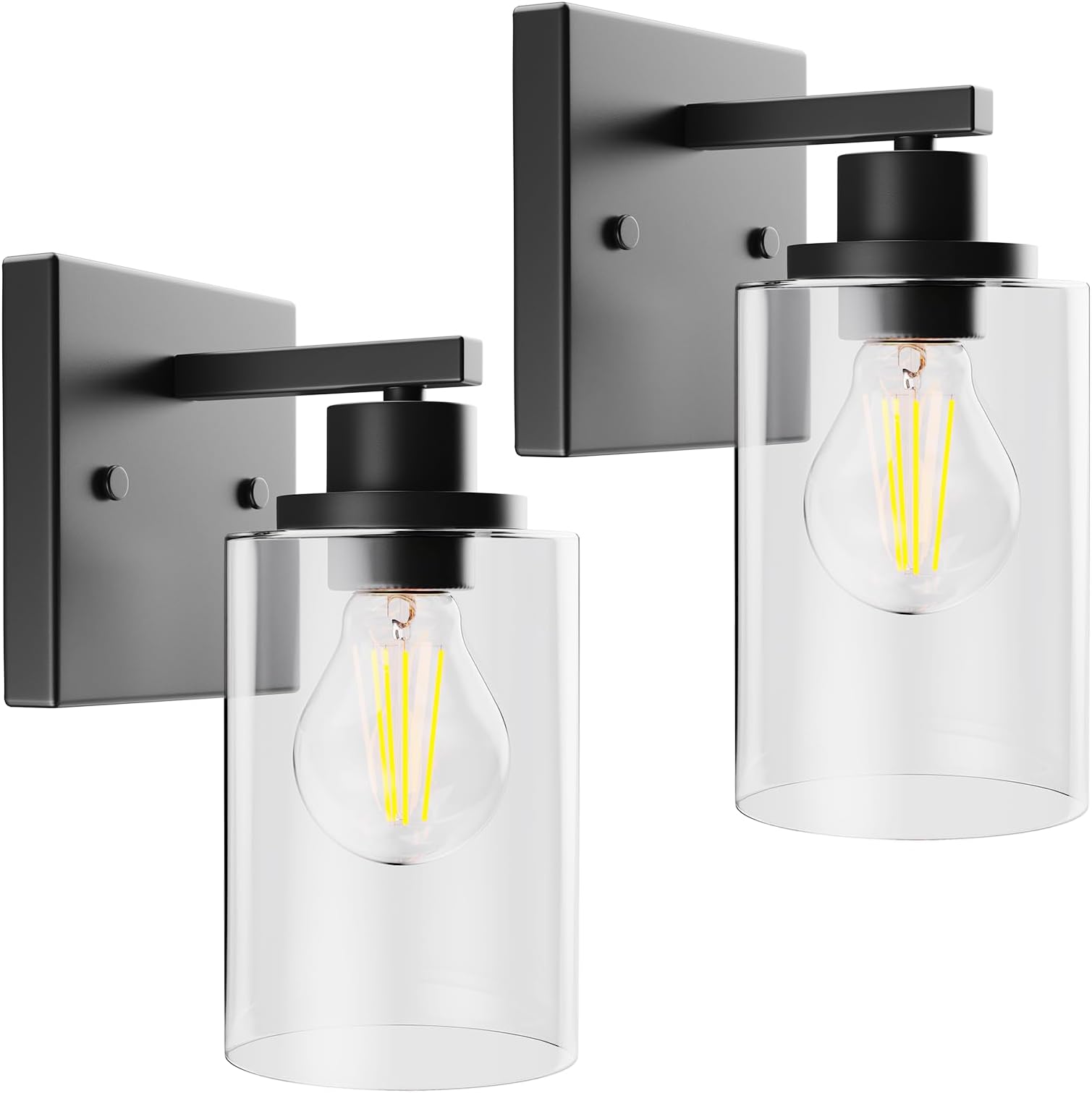KENMI Metal Sconces Wall Lighting with Clear Glass Shade,Wall Sconces ...