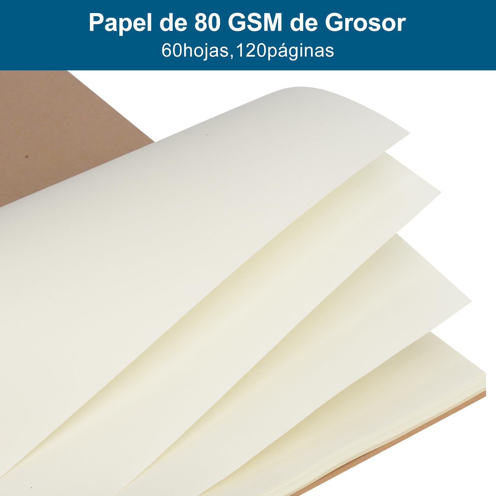 ZCZN cuaderno a5, Pack de 6 libreta a5 hojas blancas, cuaderno de notas Cubierta de Kraft, Bloc de Notas a5 Espiral 60 hojas/120 Páginas Diario de Viaje para Viajar Dibujo Escribir Listas de Tareas