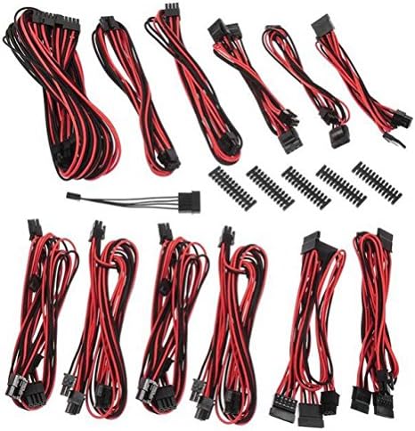 BitFenix Alchemy 2.0 PSU Cable KIT for Corsair Power Supply AXi/HXi/HX,RM/Rmi/RMX/CS-M/TX-M/CX-M, for BitFenix Power Supply Whisper M, CSR-Series - Black/Red (BFX-ALC-CSRKR-RP)