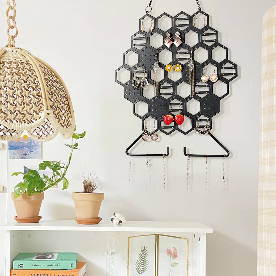 Rolin Roly Hanging Wall Mounted Hanging Necklaces Display Earring Display Hanger with Hooks Decorative Metal Mesh Jewellry Holder (Earrings Holder Cloud Shape) - Image 2
