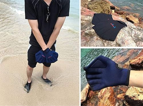 Miniatura 6 de EXCEREY 1 par de guantes de malla de natación, guantes de entrenamiento, palas de fitness acuático, resistencia al agua, tela de mano para hombres,