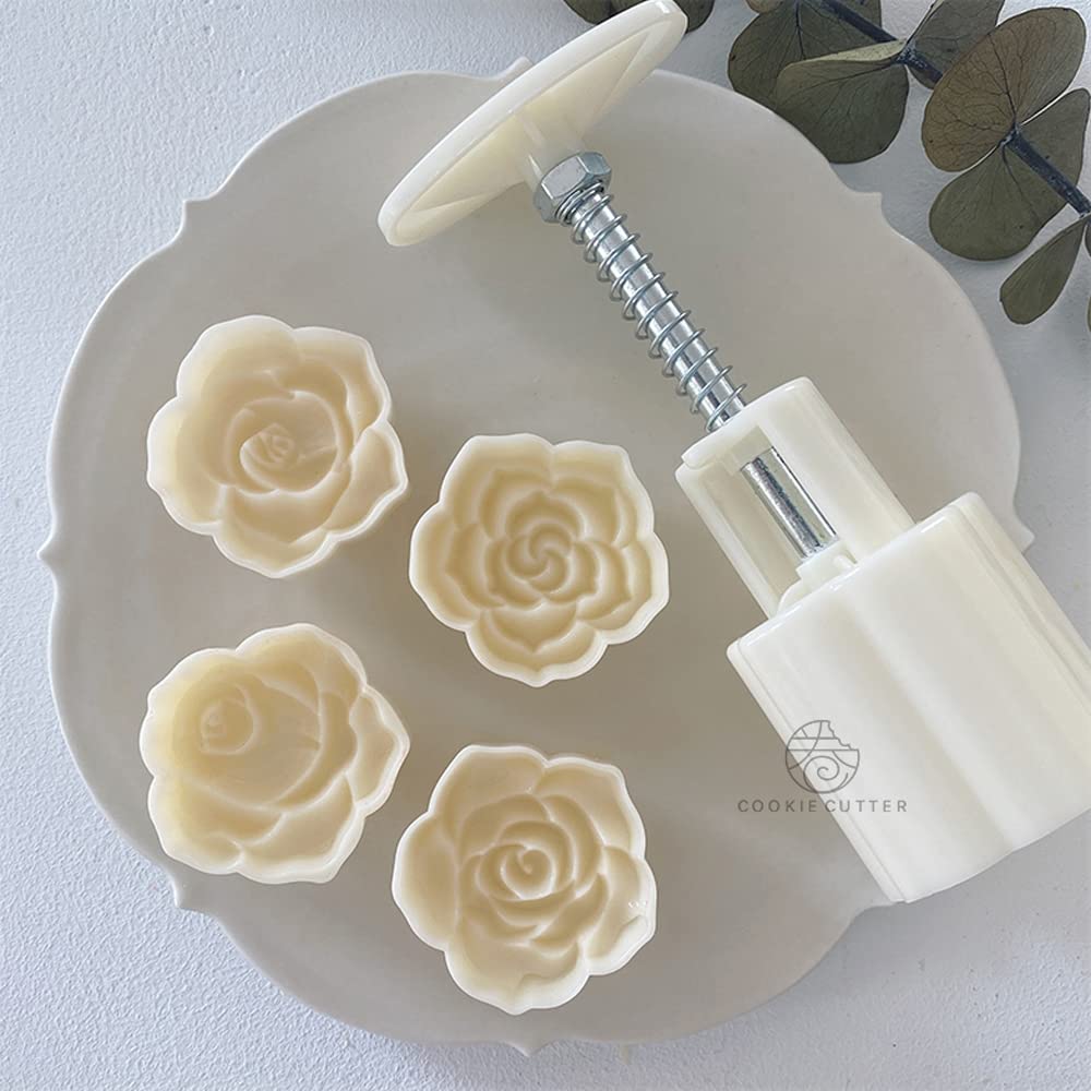 木製型抜きセット（果物・花デザイン）バラ売り可能 Amazon | バラの花 クッキー型 薔薇の形 抜き型 4点セット