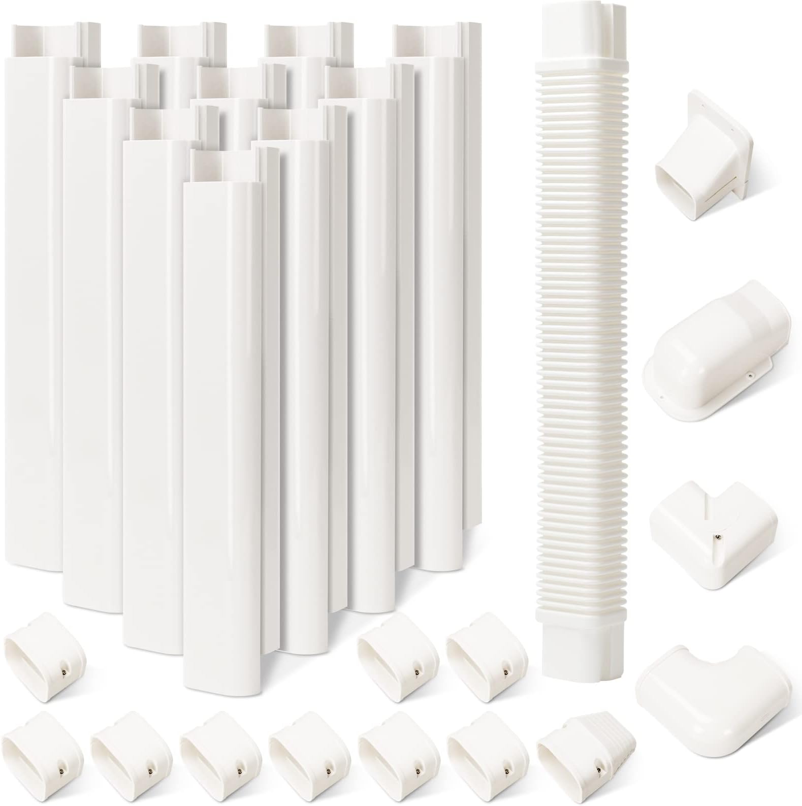HOXHA 3" W 16.1Ft L Line Set Cover Kit for Mini Split Air Conditioners Decorative PVC Slim Line Cover for Central AC & Heat Pumps Systems Tubing Cover