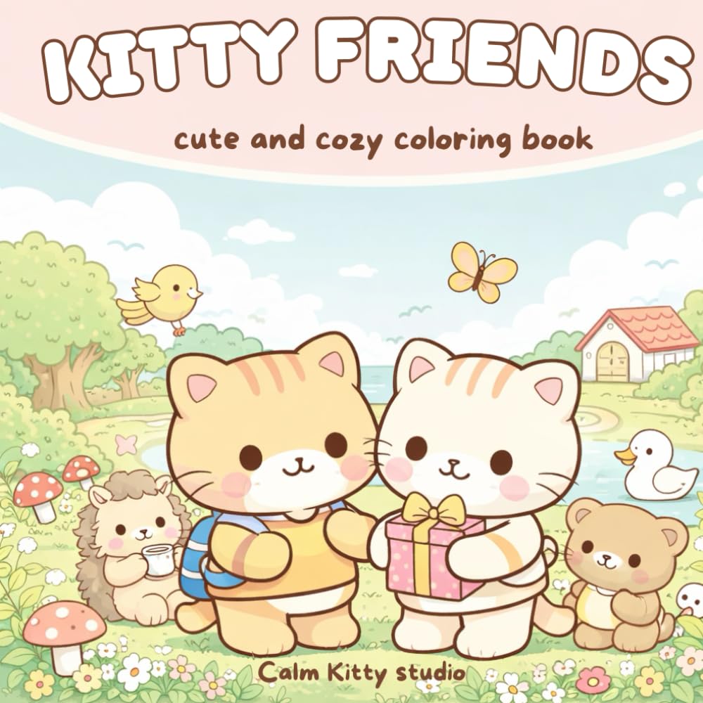 Kitty Friends: Cozy & Cute Coloring Book: Relaxing Cat Adventures for Kids and Adults (Kitty coloring books)