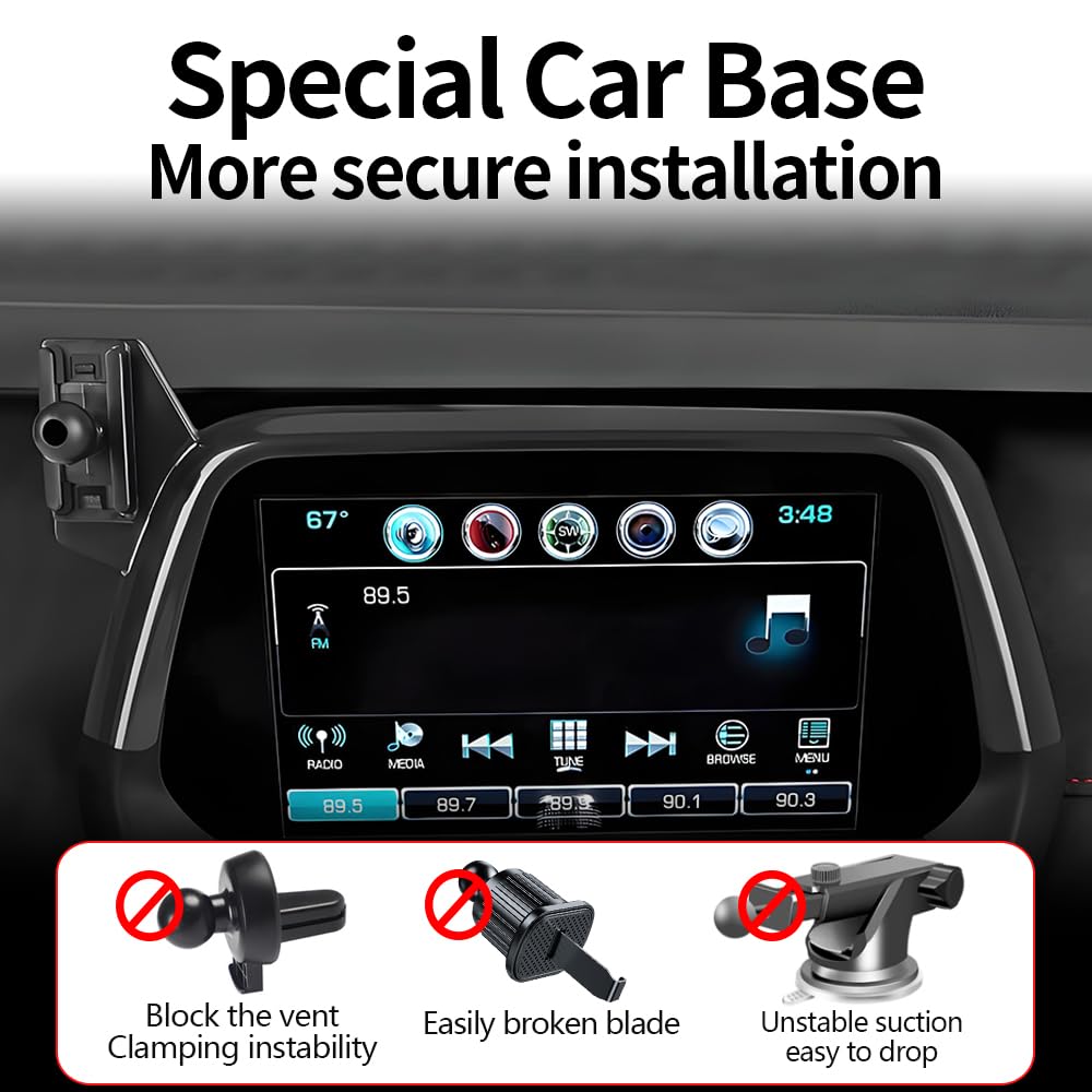 Magnetische Autohalterung für Chevrolet Chevy Camaro 2016, 2017, 2018, 2019, 2020, 2021, 2022, 2023, 2024, Auto-Zubehör, beste Handyhalterung, schnelles 15 W kabelloses Ladegerät