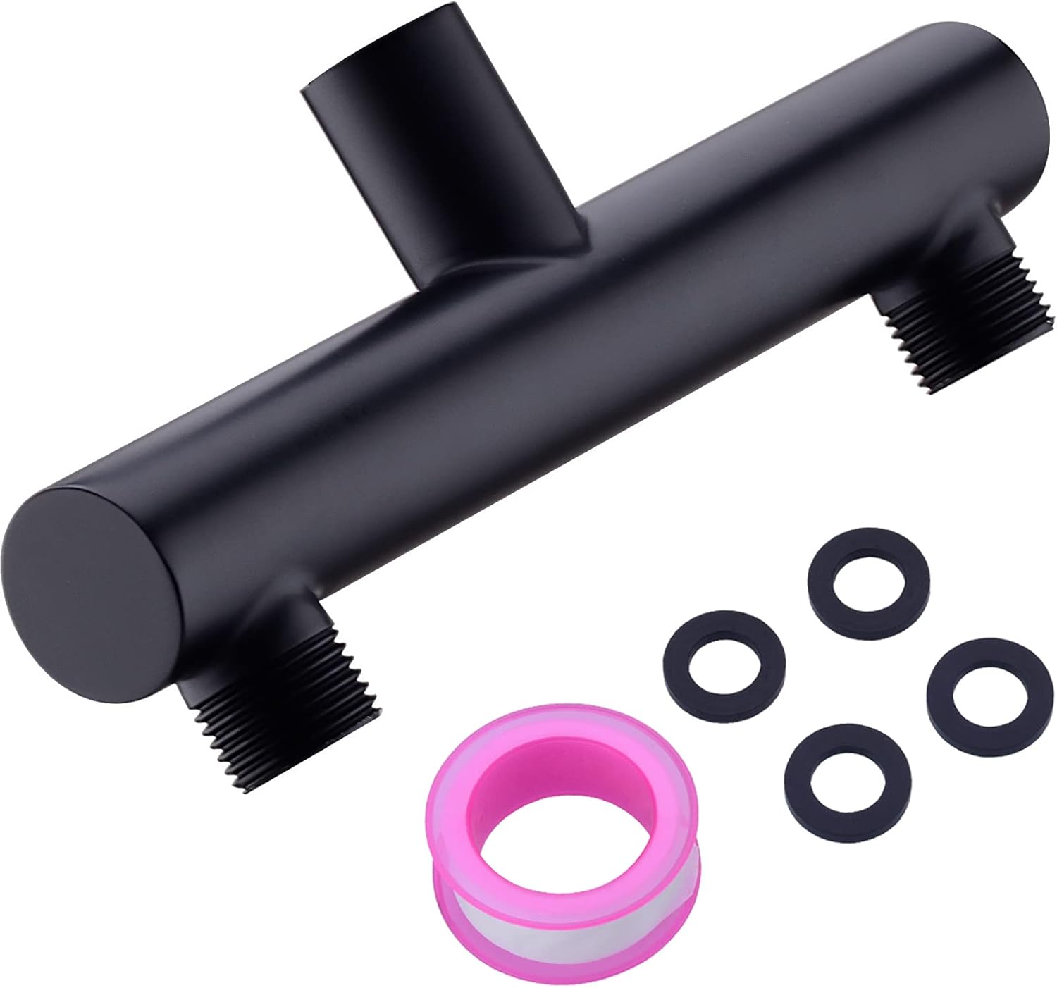 Matte Black Double Shower Head Manifold Splitter 2 Way Shower Diverter