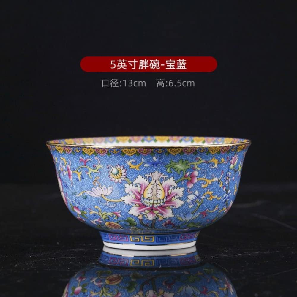 Ancient Porcelain Bowl,Ceramic Bowls,13cm 5in Jingdezhen Palace Flower Rice Bowl Household Diameter high 6.5cm Blue