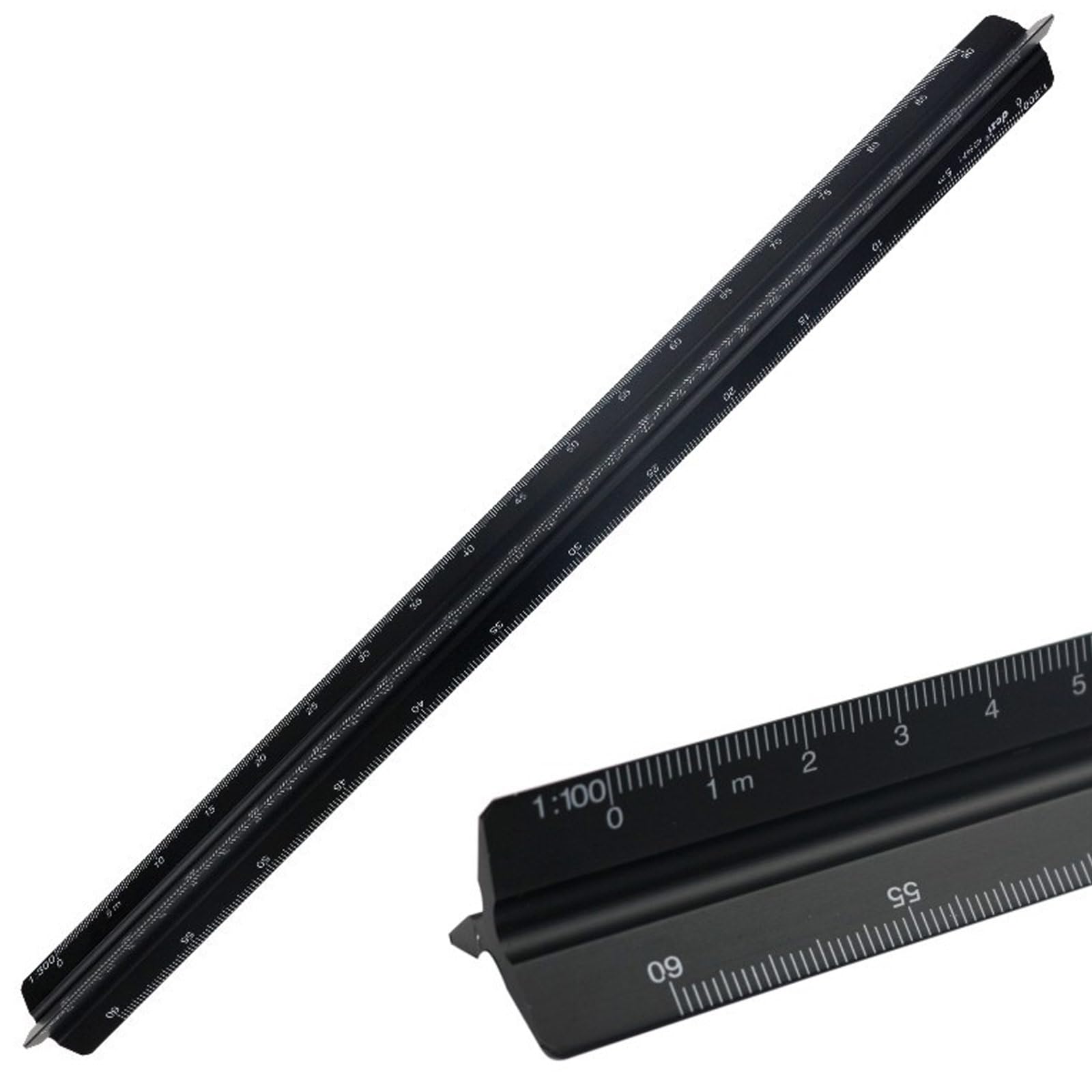 1 Pcs Meter Ruler Architectural Scale, Aluminum Triangular Scale Ruler Metric 1:20, 1:25, 1:50, 1:75, 1:100, 1:125 Standard 12 Inch for Architects, Students, Draftsman and Engineers