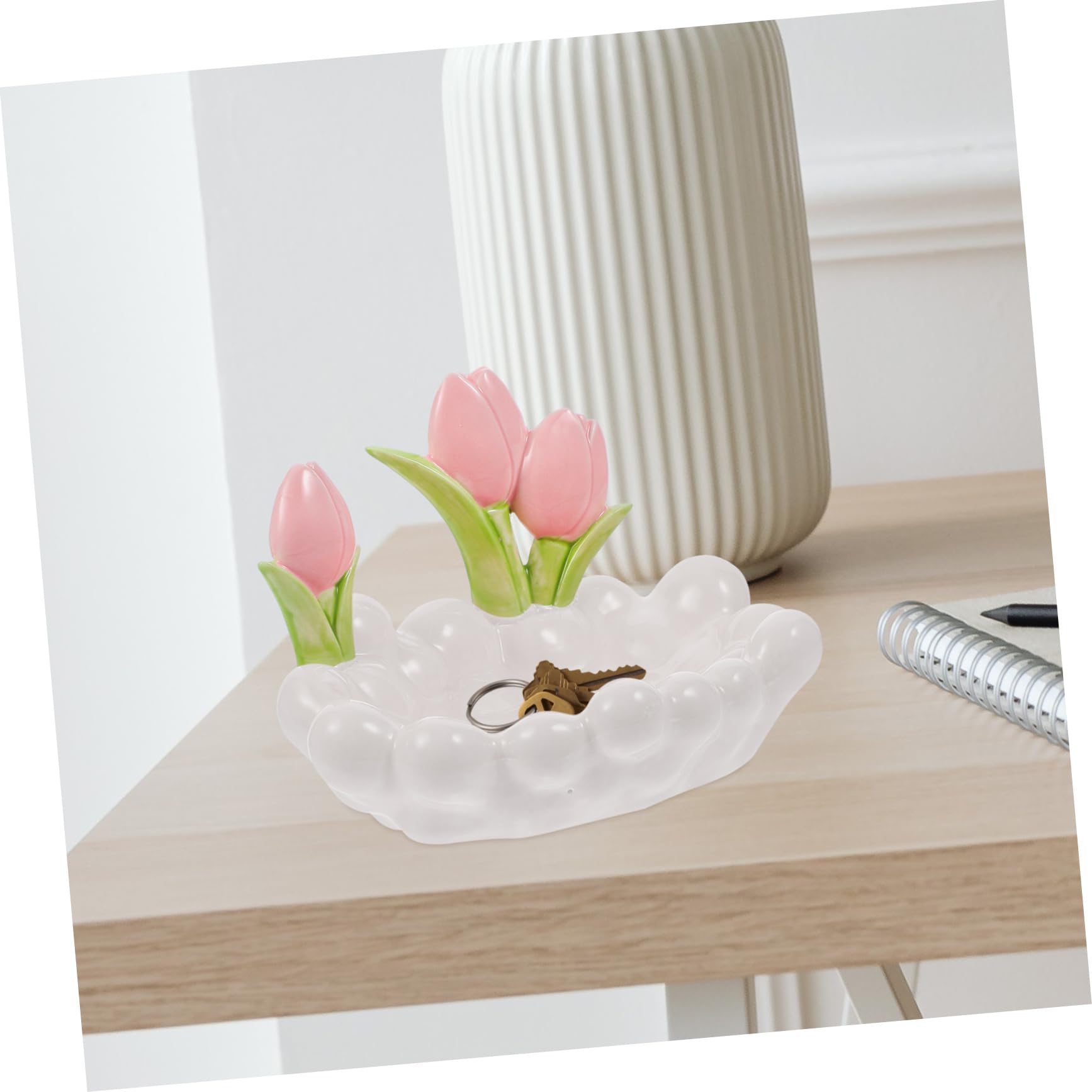 Keramik Schlüsselablage Tulpenform Weiß für Zuhause