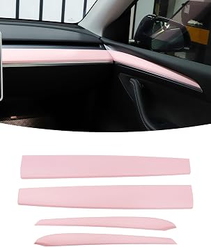 KKTR-CAR Dashboard Cover Wrap and Front Door Inner Armrest Panel Cover Trim Compatible with Tesla Model 3 2021-2023 Model y 2020-2025,NOT for Performance Pink, 4pcs