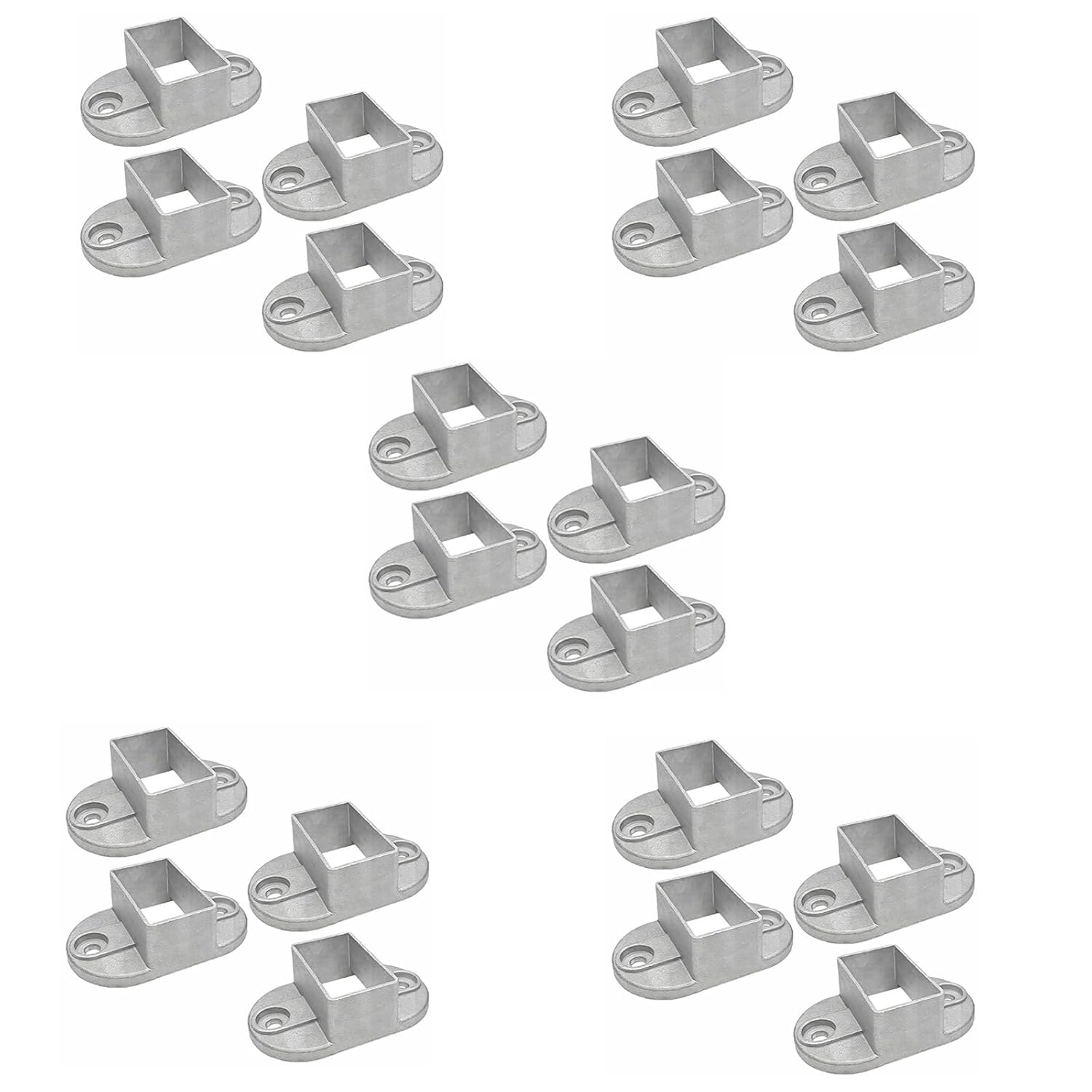 20 Pcs Aluminum Square Post Flange Anchor Base, Square Tube Wall Mount Rail End Fence Bracket Connector for Deck Railing Installation Accessories, 50 * 30mm(Horizontal Connection)