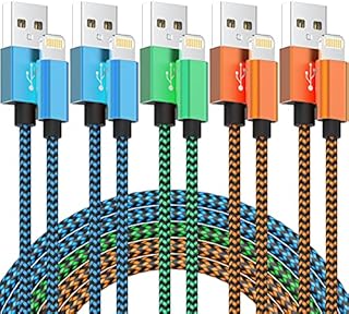iPhone Charger Cable (6 FT) [MFi Certified] Nylon Braided Fast Charging Long Cables Compatible iPhone 14 13 12Pro Max/Pro/mini/11Pro Max/11Pro/11/XS/Xs Max/XR and More-Color, 5 Count (Pack of 1)