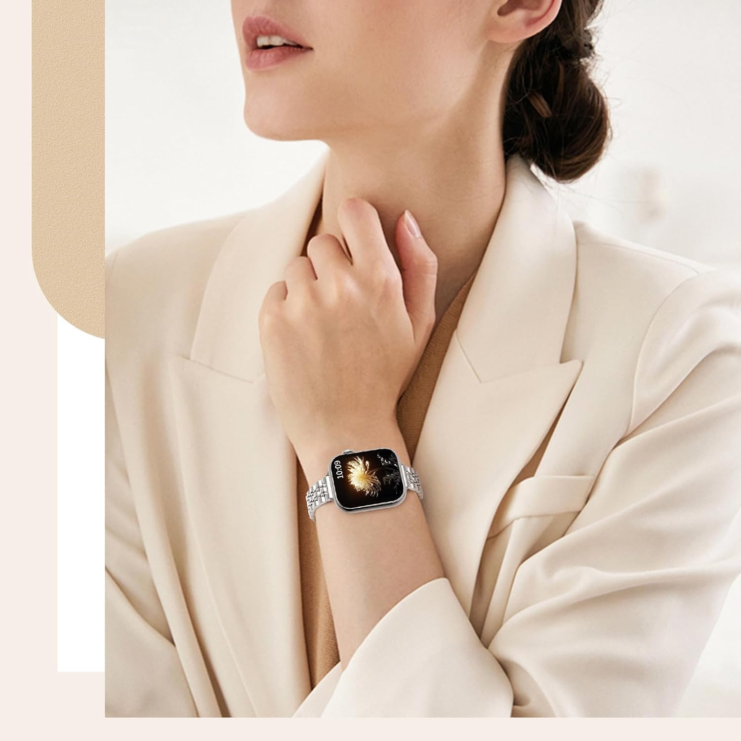 TiMOVO Metal Band Compatible with Apple Watch 42mm (Series 11/10) 41mm 40mm 38mm for Women, Dressy Replacement Strap for iWatch SE 3/2/1, Series 9/8/7/6/5/4/3/2/1, Silver - Image 7