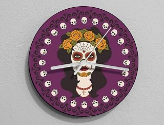 Calavera Sugar Skull - Day of the Dead -Dia de Los Muertos - Wall Clock