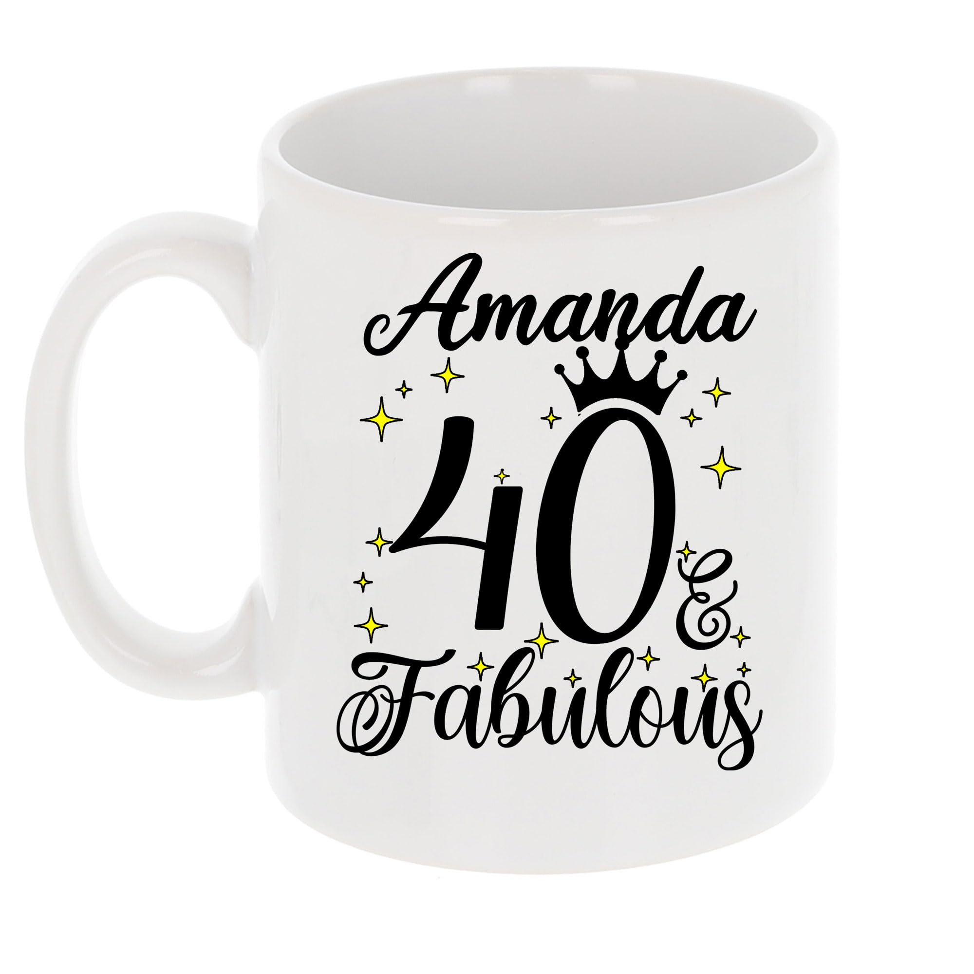 Personalised Birthday Gift for Women Age & Fabulous Mug Gift for Coffee Lovers Tea Cup Present 11oz Coffee Mug Funny Novelty Mug Gift for Men or Women