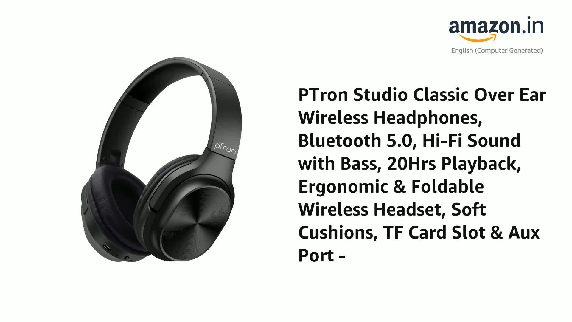 pTron Studio Classic Over Ear Wireless 
